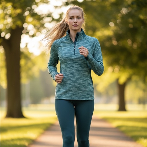 Columbia Tops - Columbia Teal/Green Quarter-Zip Pullover